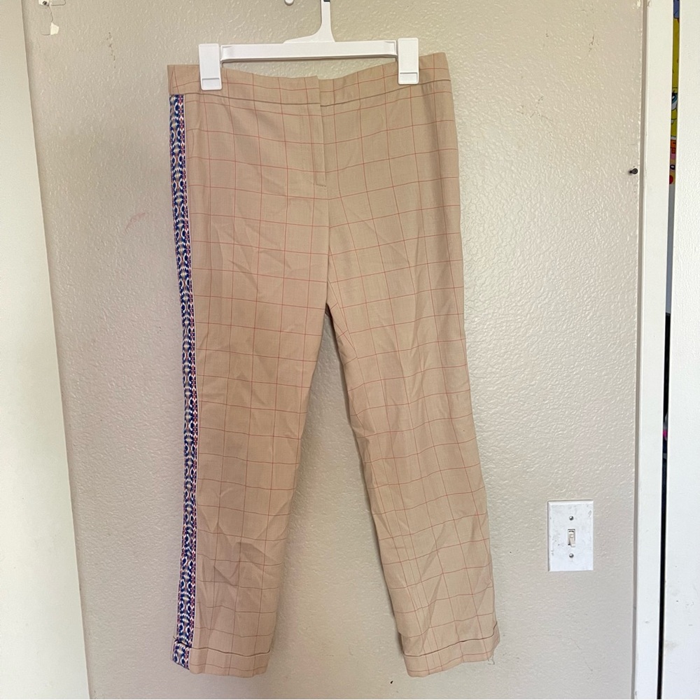 Tory Burch Beige wool Pants with Blue Accent size 6